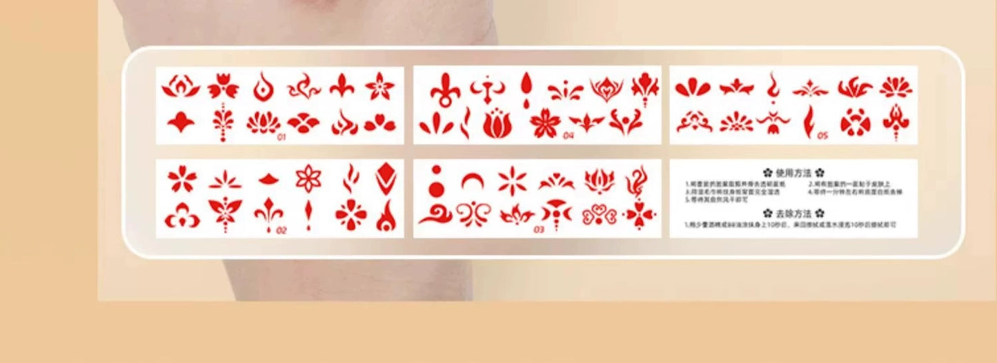 Woman's Head Ornament Bindi Child Girl Baby and Infant Archaistic Ancient Costume Forehead Print Red Dot Han Dynasty Adult Stickers New Year Hair Accessories Boy Han Tang Dynasty New Year Paste Pattern Waterproof Non-Toxic Ch