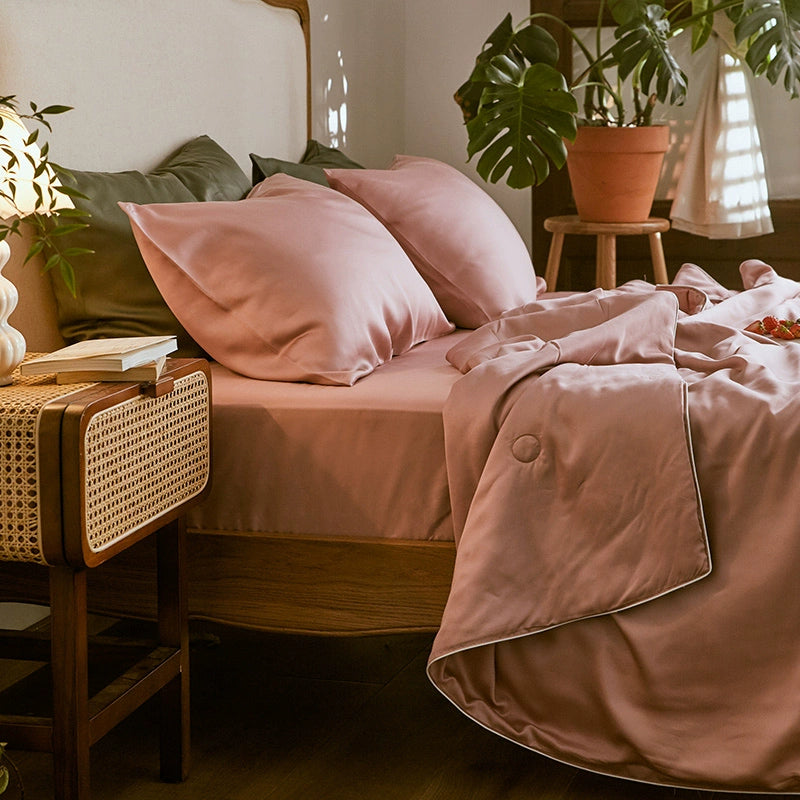 Alley Trick Classy Summer Ice Silk Solid Color Bed Sheets