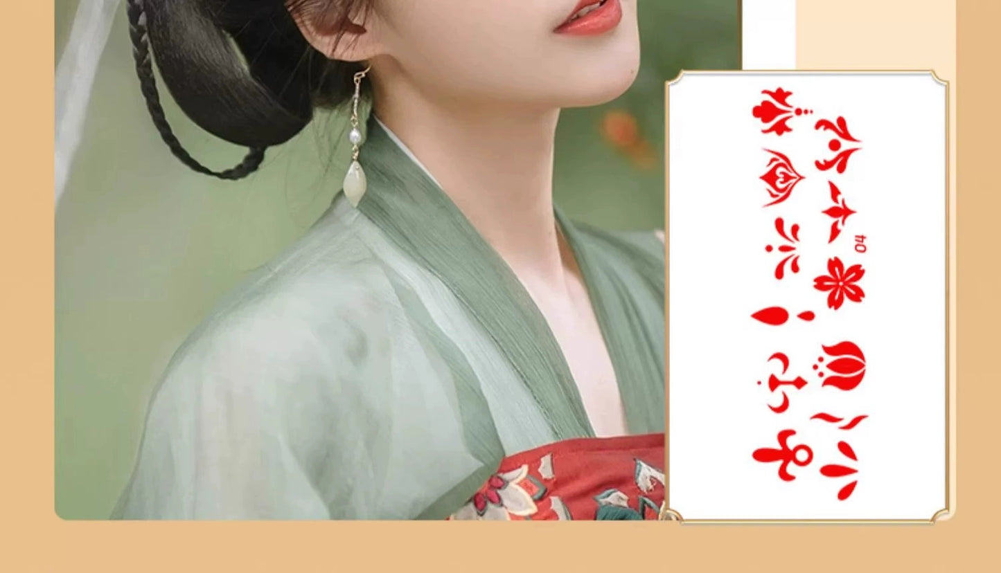 Woman's Head Ornament Bindi Child Girl Baby and Infant Archaistic Ancient Costume Forehead Print Red Dot Han Dynasty Adult Stickers New Year Hair Accessories Boy Han Tang Dynasty New Year Paste Pattern Waterproof Non-Toxic Ch