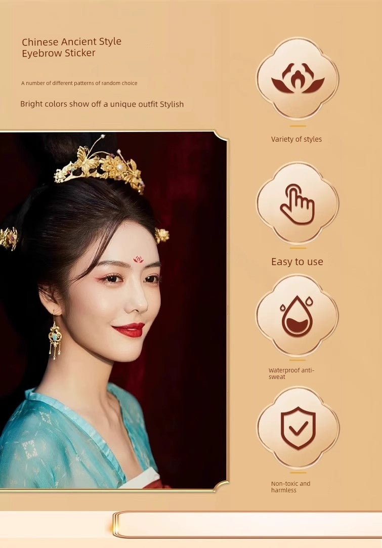 Woman's Head Ornament Bindi Child Girl Baby and Infant Archaistic Ancient Costume Forehead Print Red Dot Han Dynasty Adult Stickers New Year Hair Accessories Boy Han Tang Dynasty New Year Paste Pattern Waterproof Non-Toxic Ch