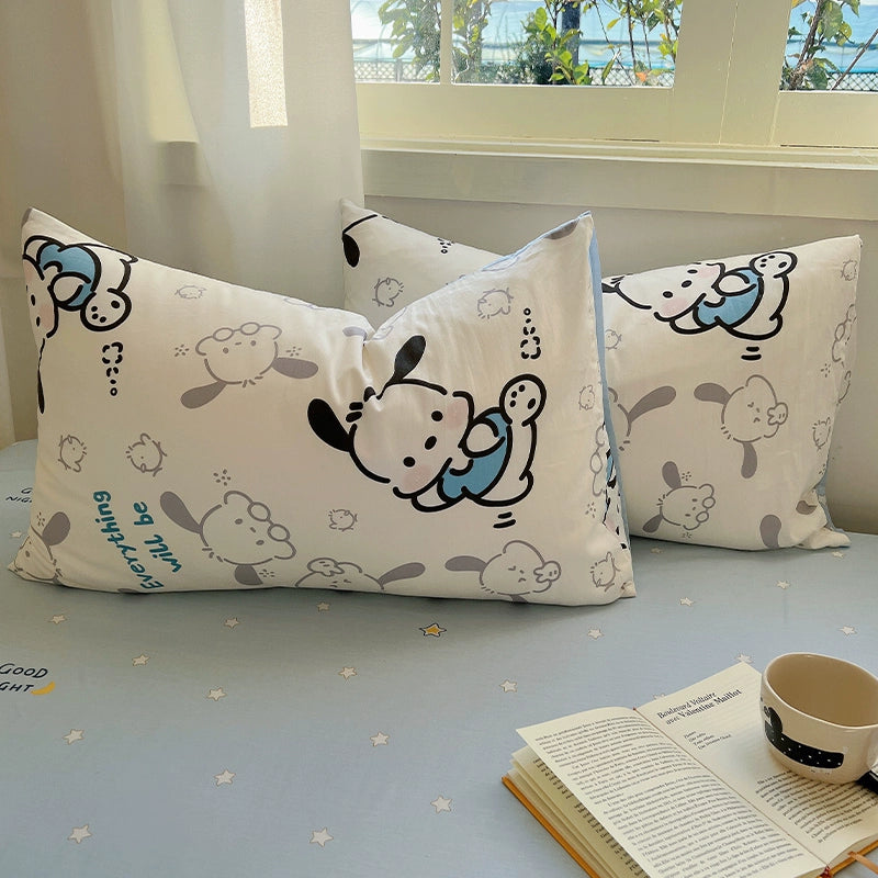 Sanrio Pacha Dog Cotton Bed Four-Piece Cartoon Pure Cotton Quilt Cover Boys and Girls Dormitory Bed Sheet Three-Piece Set