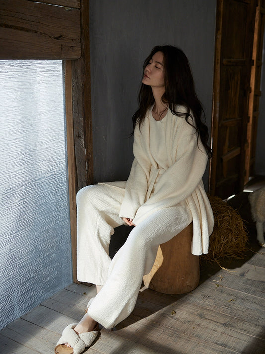 Tongyu Women's 3-Piece Warm Cozy Velvet Pajama Set  For for Autumn & Winter