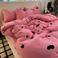 Young Adult Heart Embroidered Quilt Cover Washed Cotton Cozy Bedding