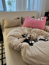Young Adult Heart Embroidered Quilt Cover Washed Cotton Cozy Bedding