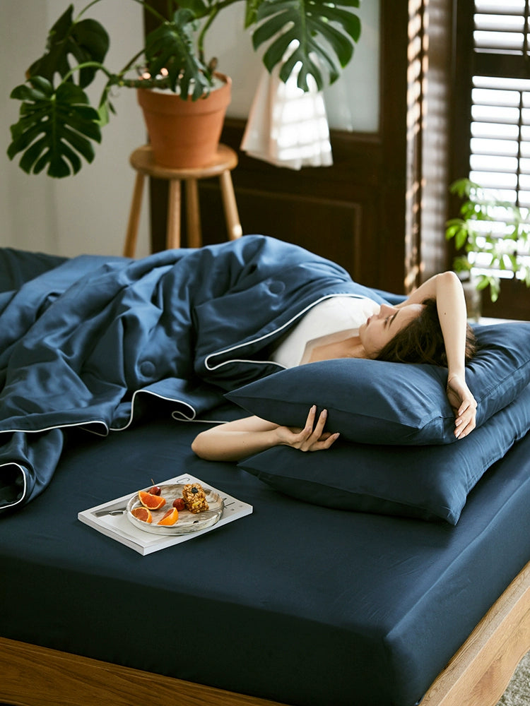 Alley Trick Classy Summer Ice Silk Solid Color Bed Sheets