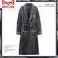 MiiOW Nightgown Men's Pajamas Winter Three-Layer Thickened Fleece Lined Long Winter Coral Fleece Quilted Bathrobe Fall and Winter