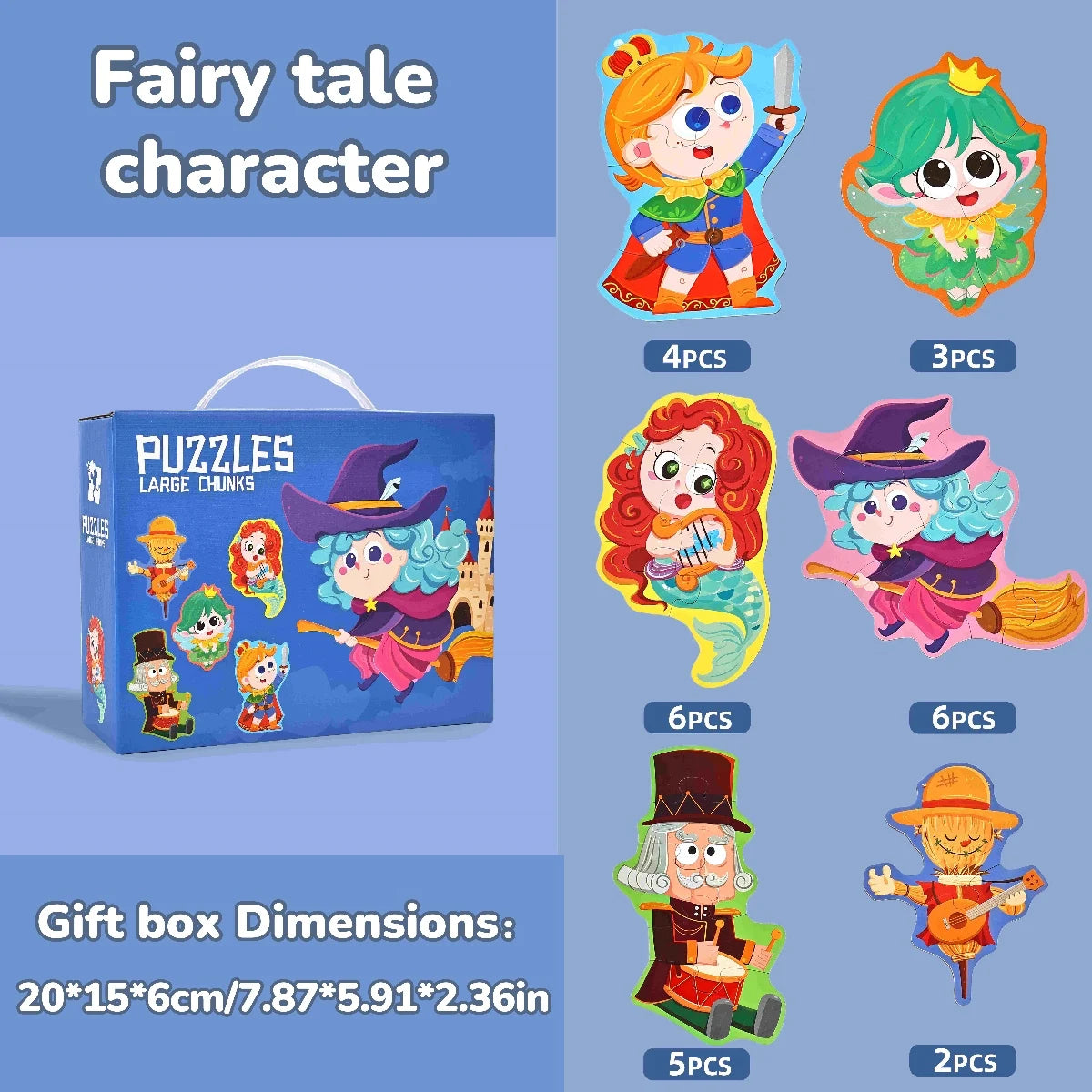Six-In-One Puzzle Gift Box, Kidsren's Early Education Educational Toys for Beginners, Advanced Difficulty Puzzles, Fairy Tales, Animals, Ocean, Transportation, Dinosaur Multi-Theme Fun Interactive Activity Games, Gifts for Bo