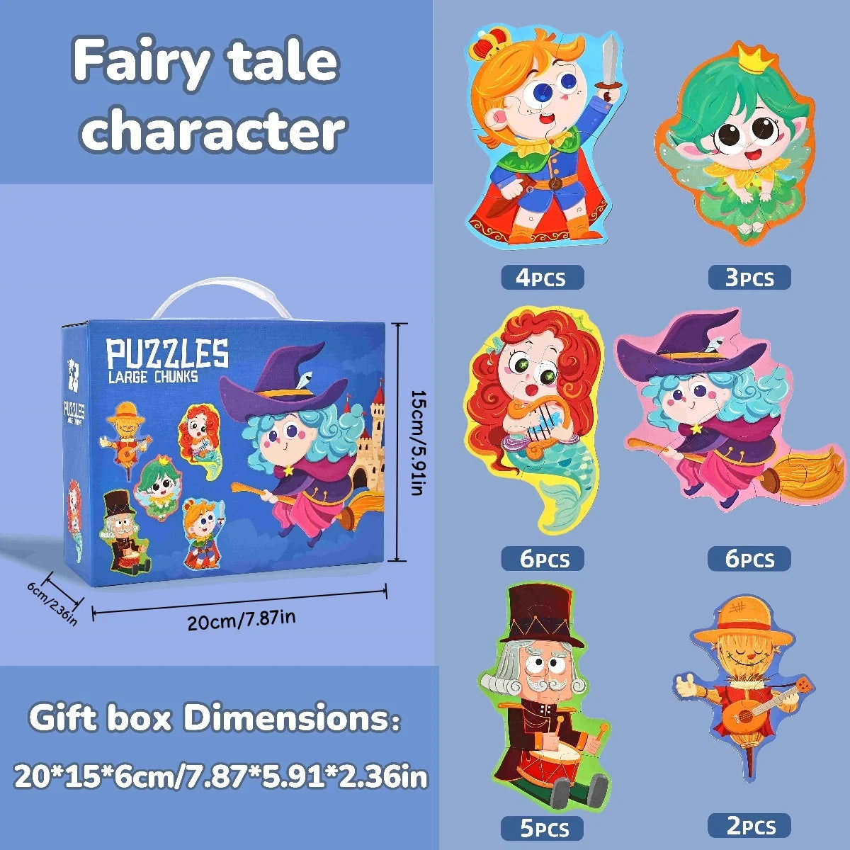 Six-In-One Puzzle Gift Box, Kidsren's Early Education Educational Toys for Beginners, Advanced Difficulty Puzzles, Fairy Tales, Animals, Ocean, Transportation, Dinosaur Multi-Theme Fun Interactive Activity Games, Gifts for Bo
