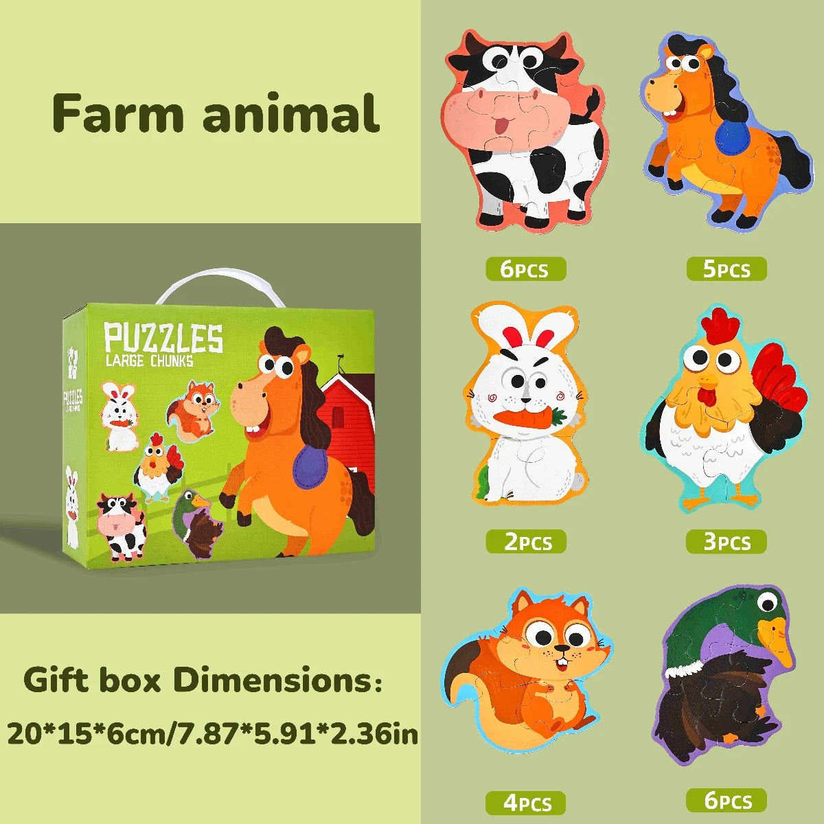 Six-In-One Puzzle Gift Box, Kidsren's Early Education Educational Toys for Beginners, Advanced Difficulty Puzzles, Fairy Tales, Animals, Ocean, Transportation, Dinosaur Multi-Theme Fun Interactive Activity Games, Gifts for Bo