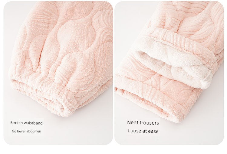 Fenteng Ke'an Coral Fleece Thickened Pajamas Women's Winter 2024 New Arrival Three Layers Thickened Fleece-lined Can Be Outerwear Homewear