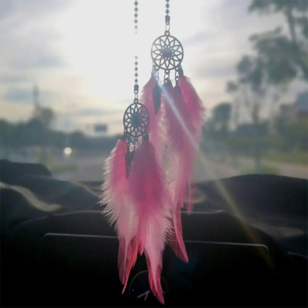 Car Pendant Dream Catcher Feather Creative Cute Rearview Mirror Hanging Home Auto Interior Decorative Ornaments Car Accessories