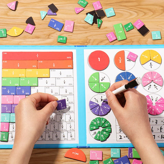 Children’s Wooden Magnetic Fraction Learning Math Educational Toy Set 