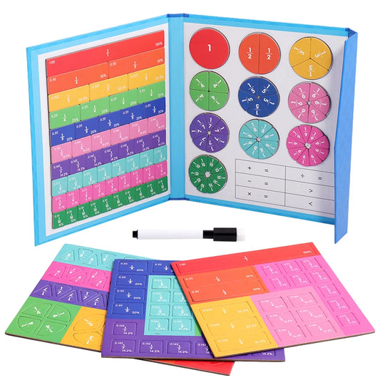 Children’s Wooden Magnetic Fraction Learning Math Educational Toy Set 