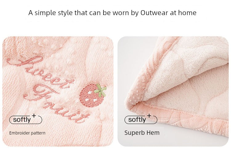 Fenteng Ke'an Coral Fleece Thickened Pajamas Women's Winter 2024 New Arrival Three Layers Thickened Fleece-lined Can Be Outerwear Homewear