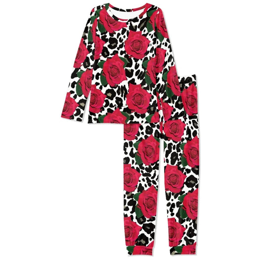 Noisydesigns New Women Pajamas Sets Red Rose Leopard Print Ladies Long Clothing Spring Autumn Hawaiian Outfit 2024 Dropshipping