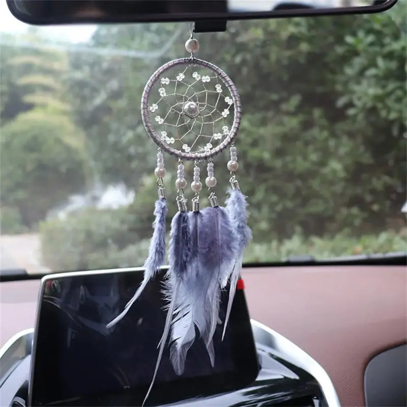 Car Pendant Dream Catcher Feather Creative Cute Rearview Mirror Hanging Home Auto Interior Decorative Ornaments Car Accessories