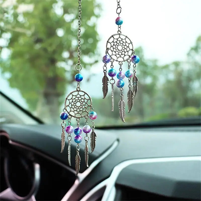 Car Pendant Dream Catcher Feather Creative Cute Rearview Mirror Hanging Home Auto Interior Decorative Ornaments Car Accessories