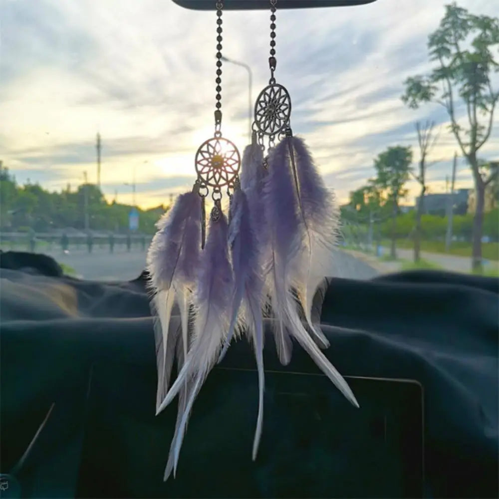 Car Pendant Dream Catcher Feather Creative Cute Rearview Mirror Hanging Home Auto Interior Decorative Ornaments Car Accessories