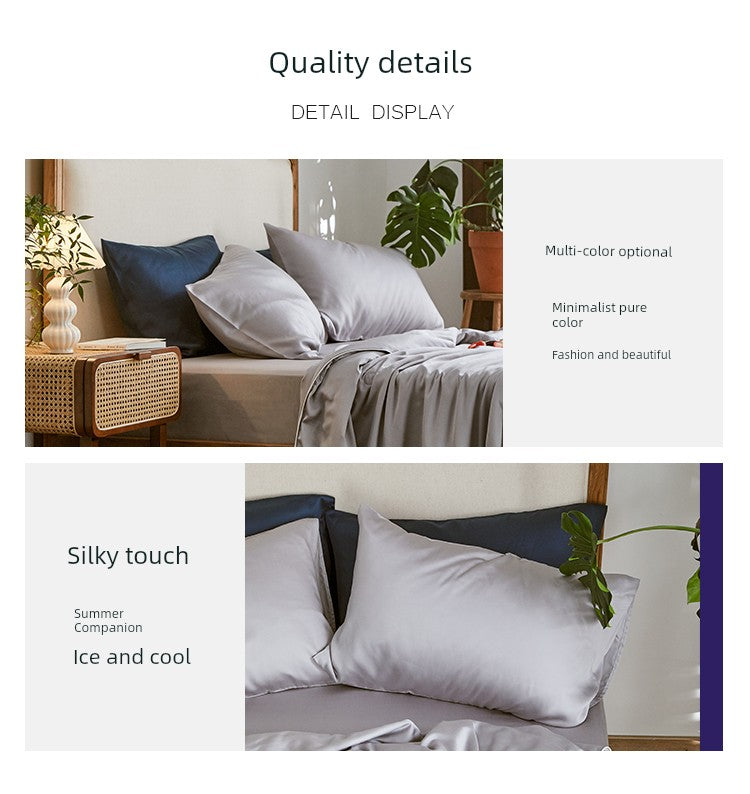Alley Trick Classy Summer Ice Silk Solid Color Bed Sheets